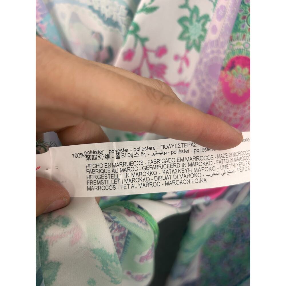 Zara Patchwork Floral Button Blouse Satin Sheer L… - image 4